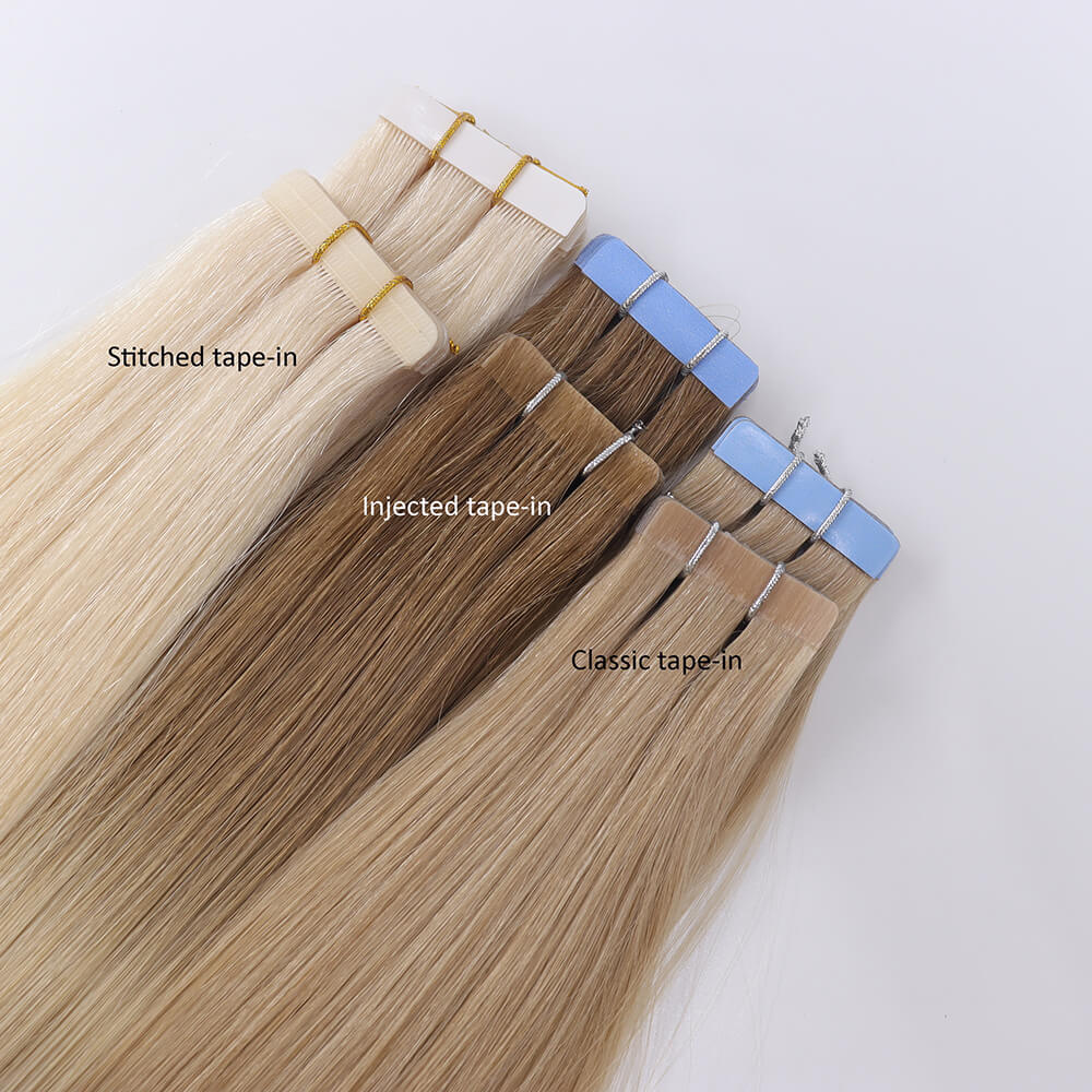 Injection tape in hair extensions